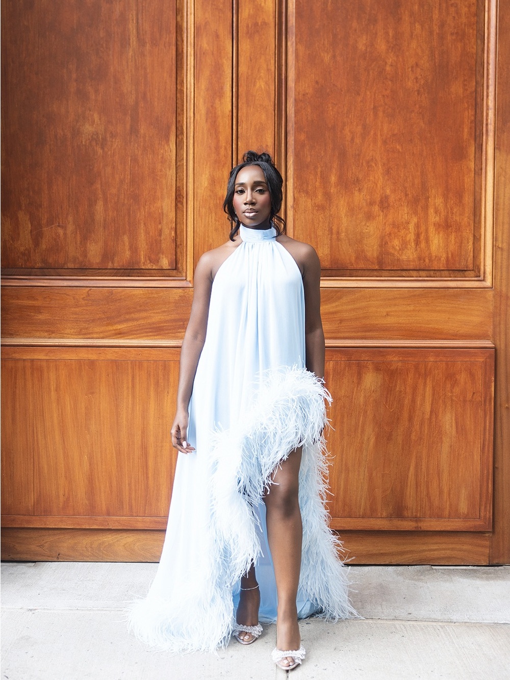 Bronx and Banco Madeline Halterneck Gown in Powder Blue